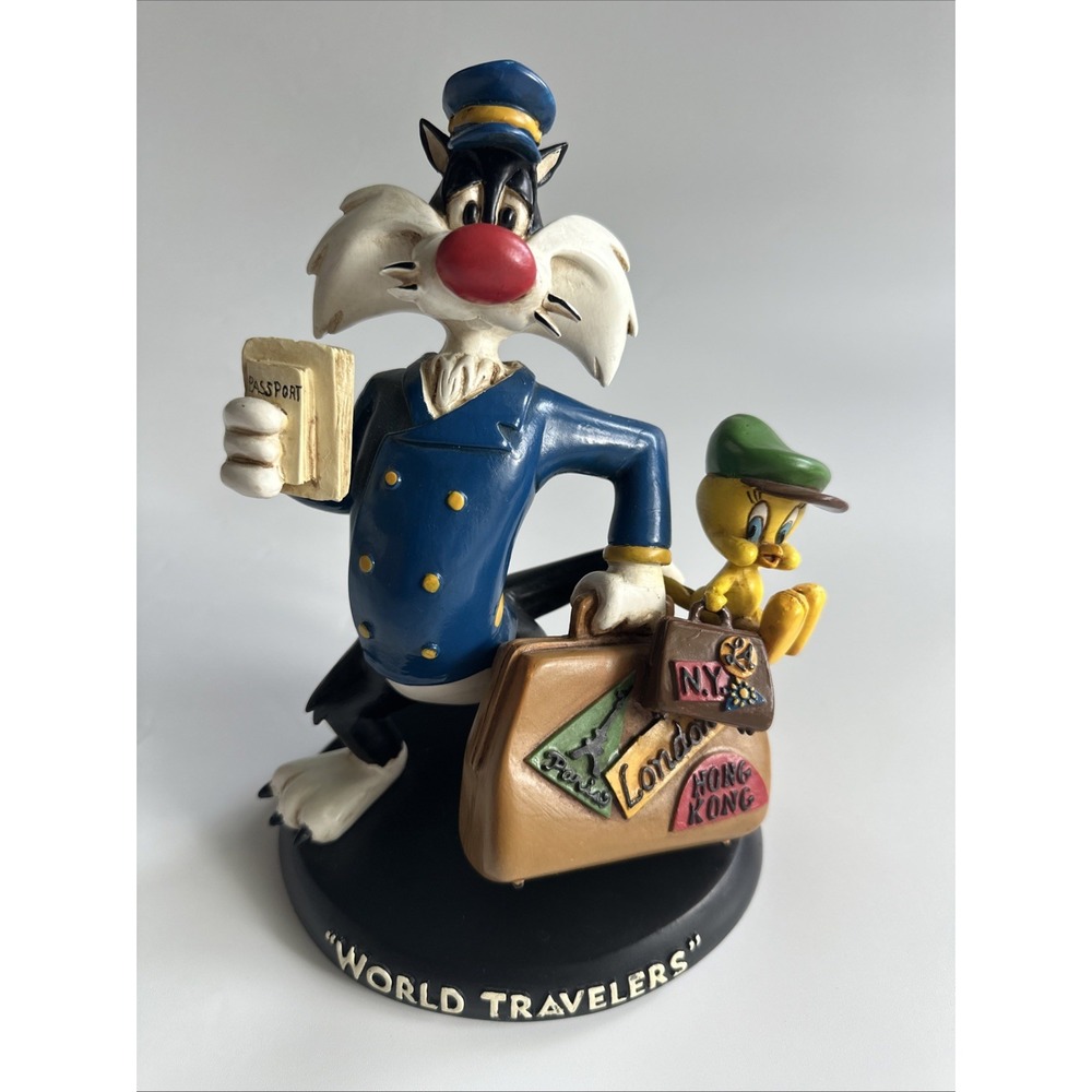 1994 Warner Bros Looney Toons Sylvester & Tweety Bird Statue  World Travelers